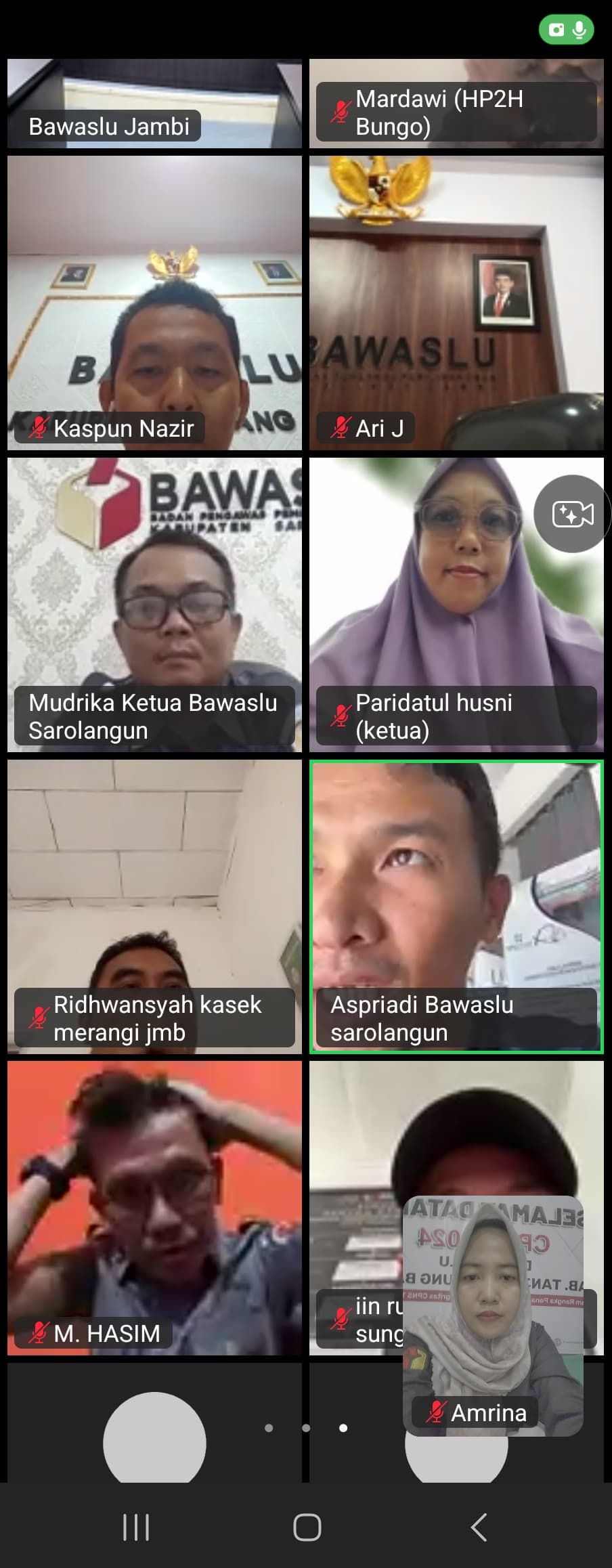 Ketua dan Anggota Bawaslu Kab. Tanjab  Barat ikuti rakor non tahapan secara daring 